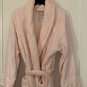 Pink plush bathrobe